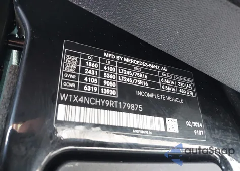 2024 Mercedes-Benz Sprinter 2500 High Roof 4-Cyl Diesel Ho из США, поврежденный, VIN W1X4NCHY9RT179875